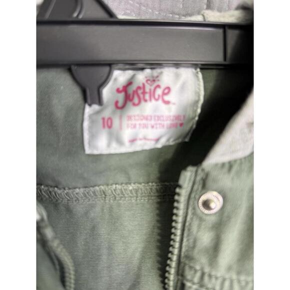 Justice Jacket Girls Size 10 Army Green Utility Parka Lightweight Coat - Picture 5 of 7